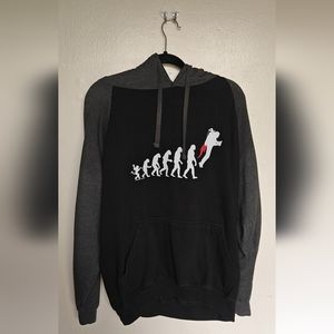 Space Evolution of Man Black Gray Sleeve California ScienCenter Hoodie Size XL